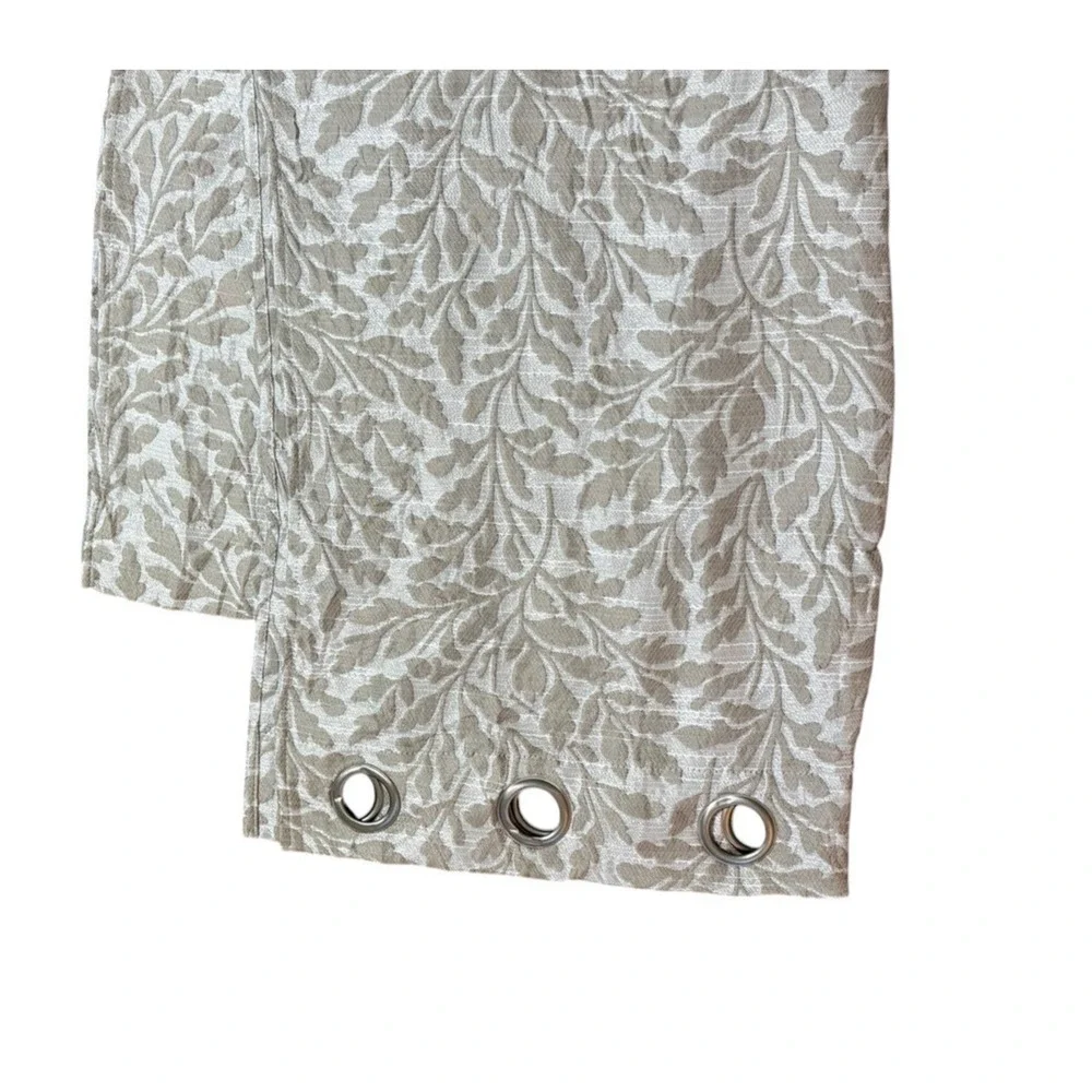 Colordrift Pair Leaf Print Curtains Beige Tan Neutral Shimmer Grommets 2 Panels